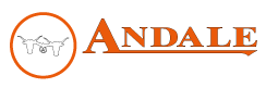 logo for andale construction orange black and white longhorn steer three circles and letters andale construction
